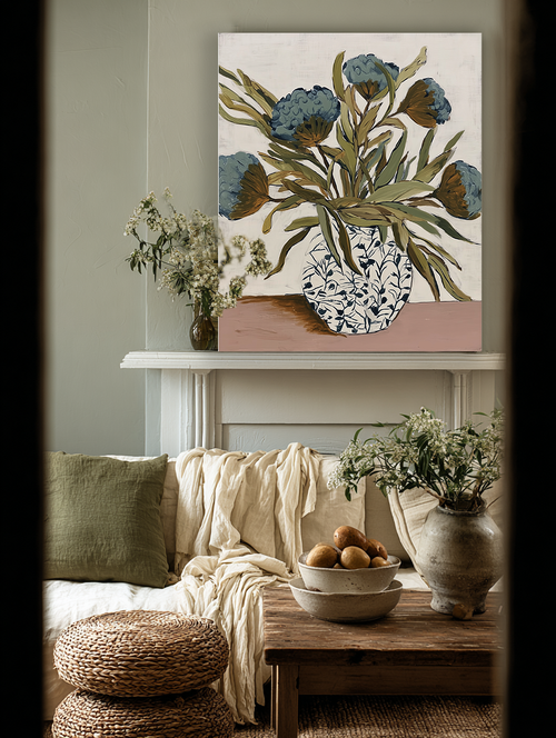 Azure Flora in Bloom — Botanical Fine Art Print · Verilucent House