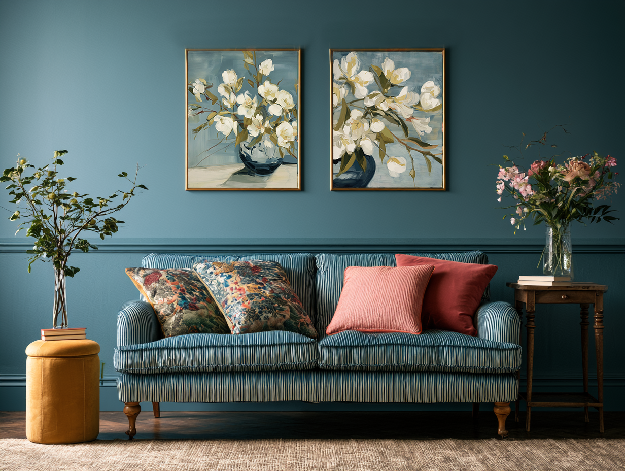 Salt Washed Bloom collection set mockup – full bloom series displayed together in a styled room