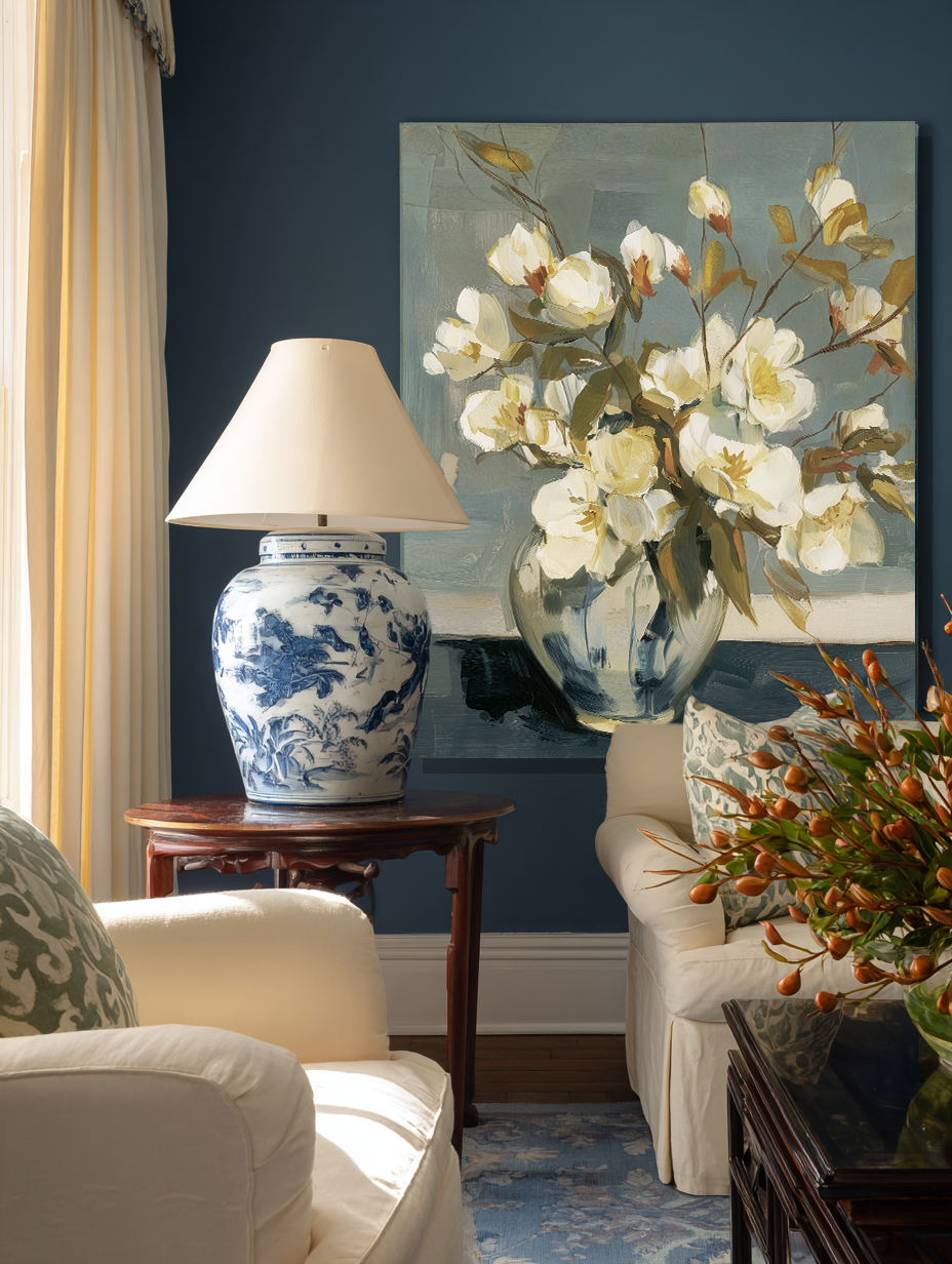 Salt Washed Bloom III lifestyle mockup – framed botanical print in a coastal styled interior
