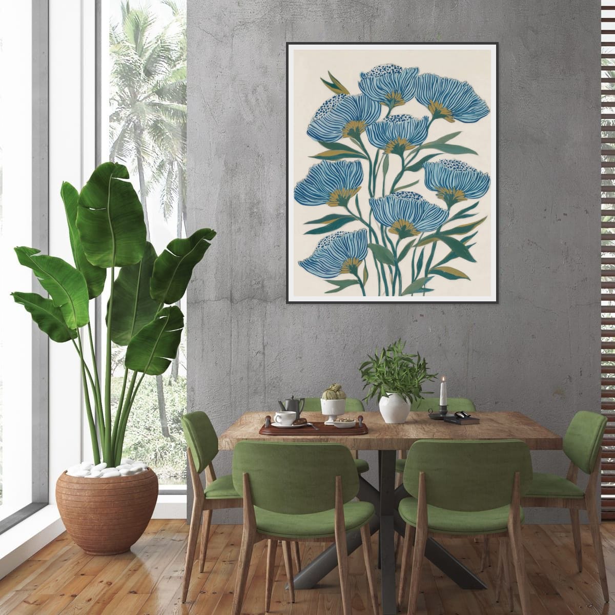 Indigo Block Study II gallery image – botanical print in a curated interior space