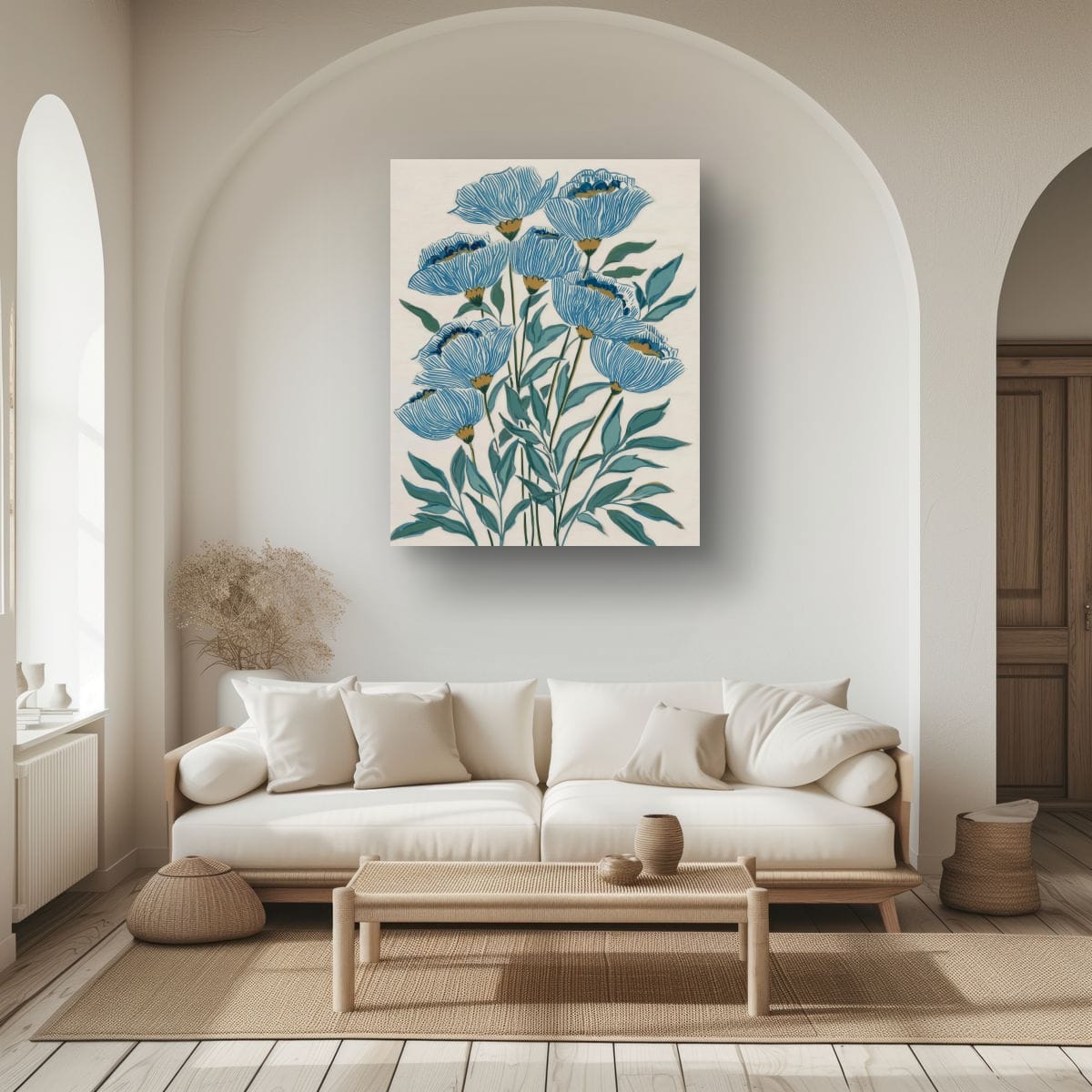 Indigo Block Study I room view – botanical fine art print displayed in a home interior