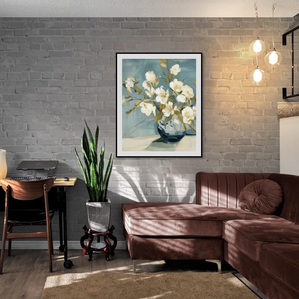 Salt Washed Bloom I room view – floral fine art print displayed in a home interior