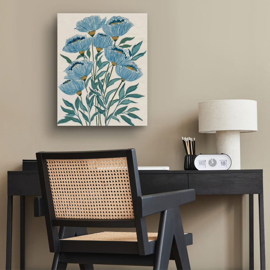 Indigo Block Study I lifestyle image – framed print in a styled interior setting