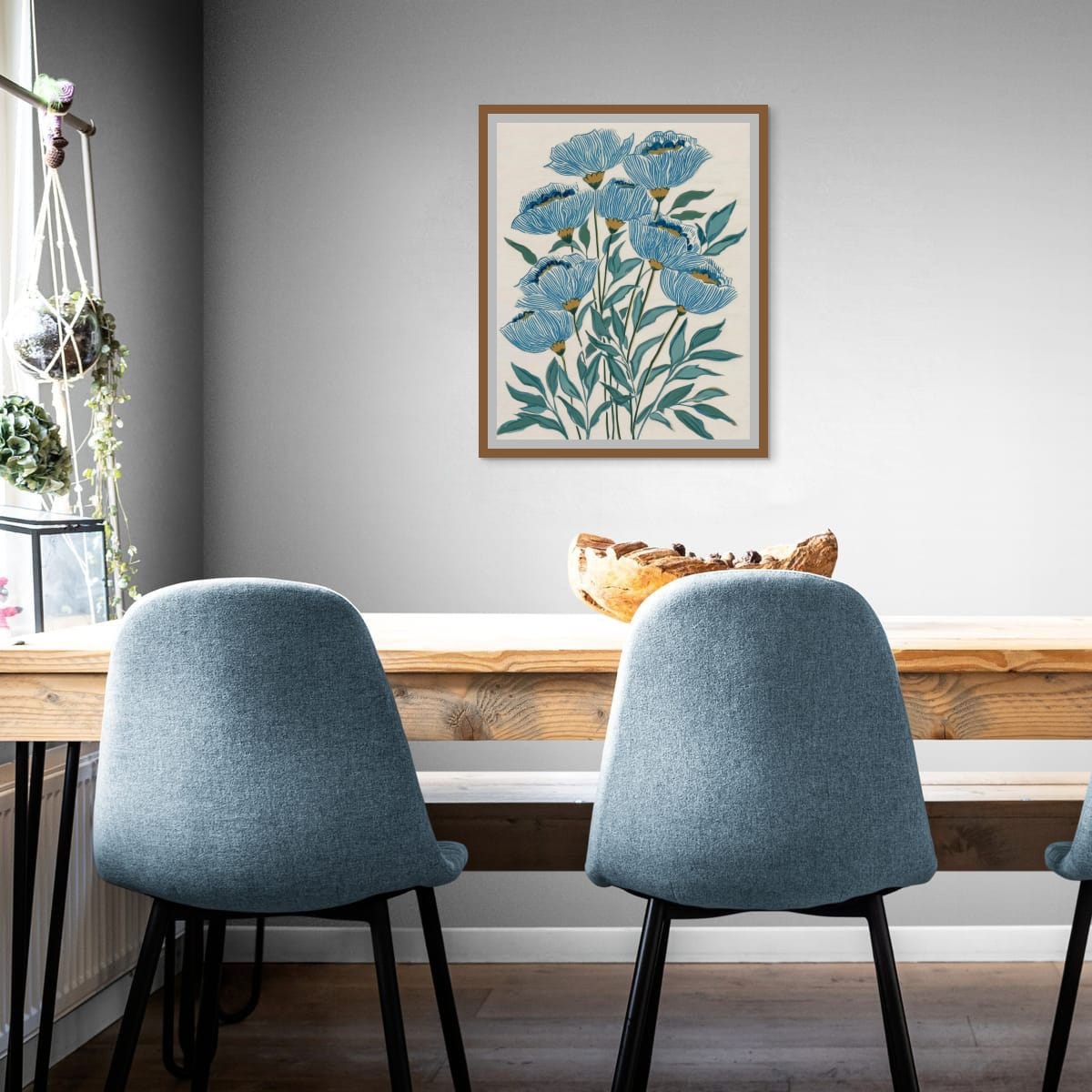 Indigo Block Study I gallery view – indigo floral print in a styled room