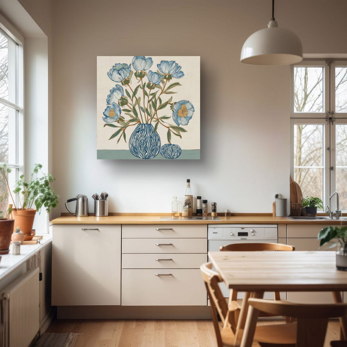 Indigo Block Study IV lifestyle image – botanical print displayed in a styled room
