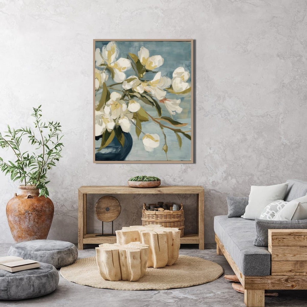 Salt Washed Bloom II interior view – framed floral print in a styled living space