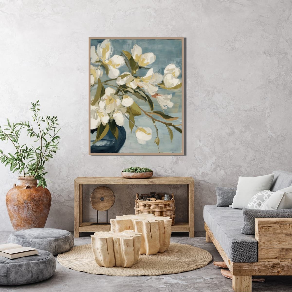 Salt Washed Bloom II interior view – framed floral print in a styled living space