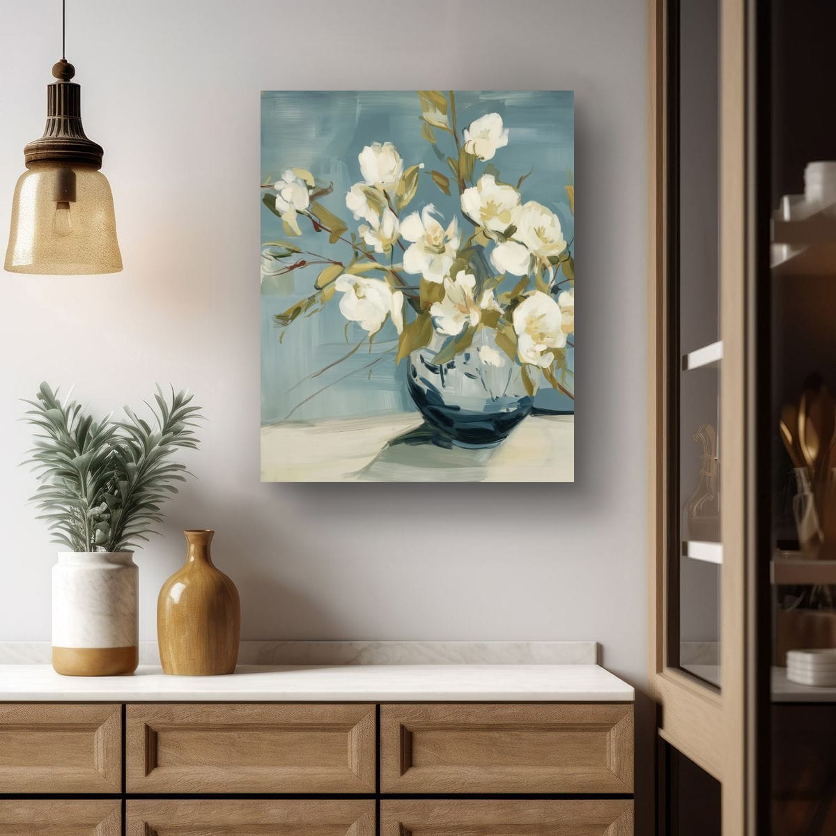 Salt Washed Bloom I gallery view – botanical print in a styled living space