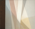 Abstract art with wavy lines in brown, beige, and white on a textured background