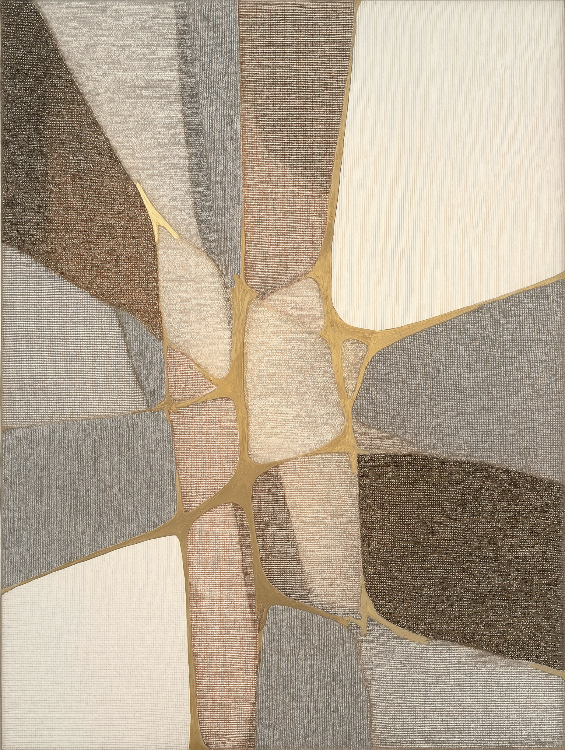 Golden Pathways V alternate view – abstract geometric fine art print by Paula Freeman