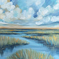 Golden Memory – warm luminous marsh fine art print by Paula Freeman, 36x36 inch canvas