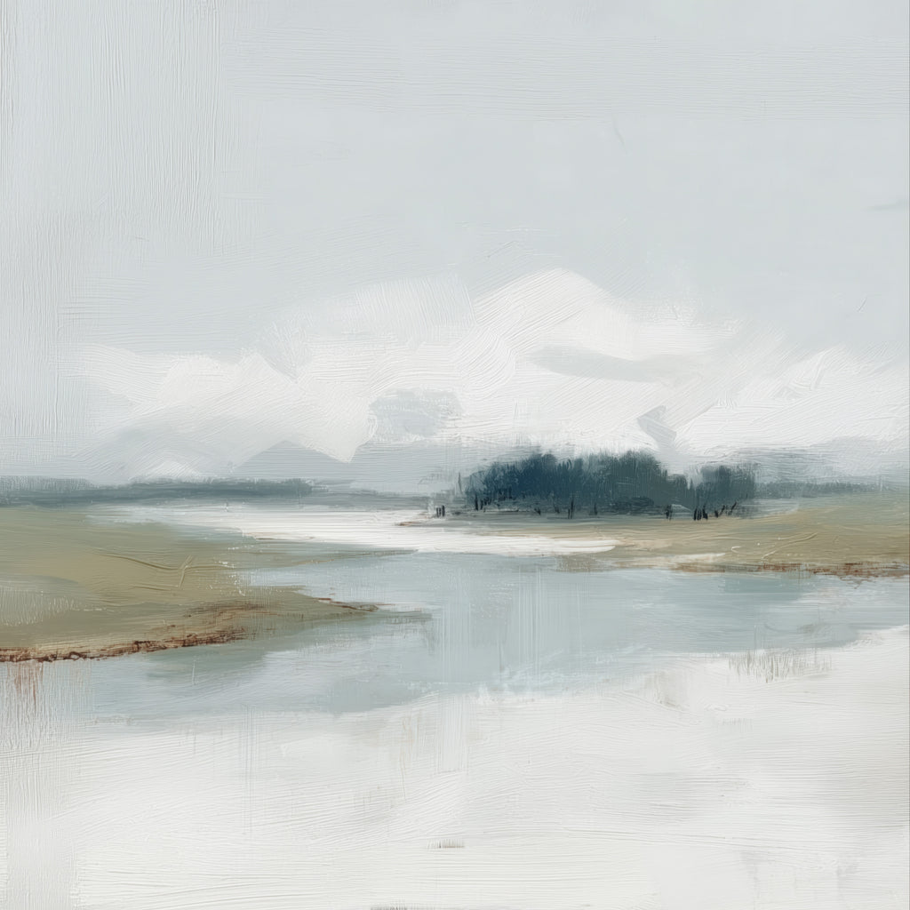 Grey Sky II – atmospheric coastal square fine art print by Paula Freeman, 40x40 inch canvas