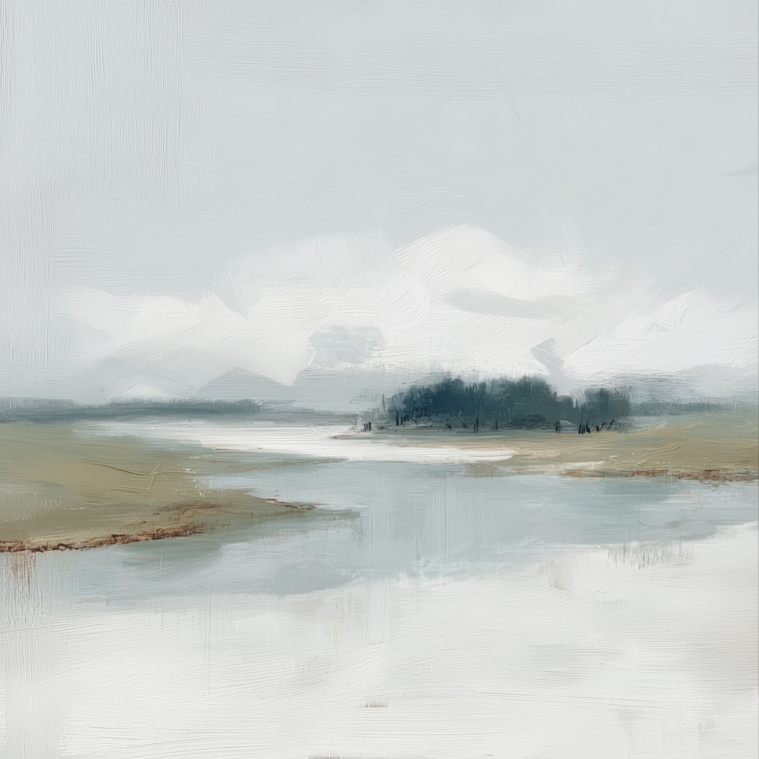 Grey Sky II – atmospheric coastal square fine art print by Paula Freeman, 40x40 inch canvas