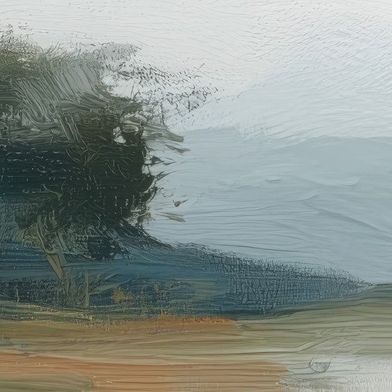 Grey Sky I detail – close-up of layered grey coastal sky and soft light paintwork