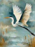 Heron Study I – striking coastal bird fine art print by Paula Freeman, 36x48 inch canvas