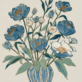 Indigo Block Study III – bold square indigo botanical fine art print by Paula Freeman, 48x48 inch canvas