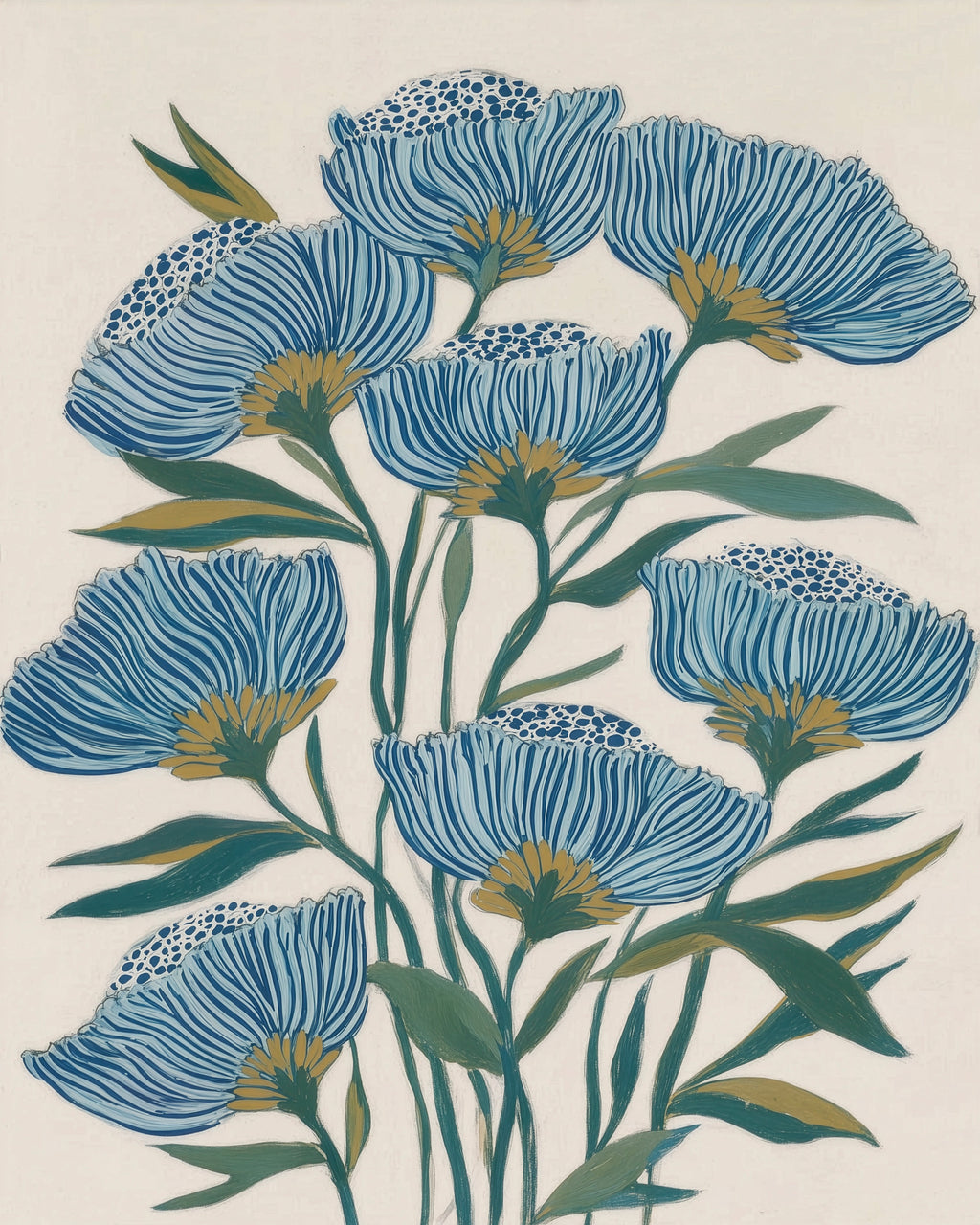 Indigo Block Study II – rich indigo botanical fine art print by Paula Freeman, 48x60 inch canvas