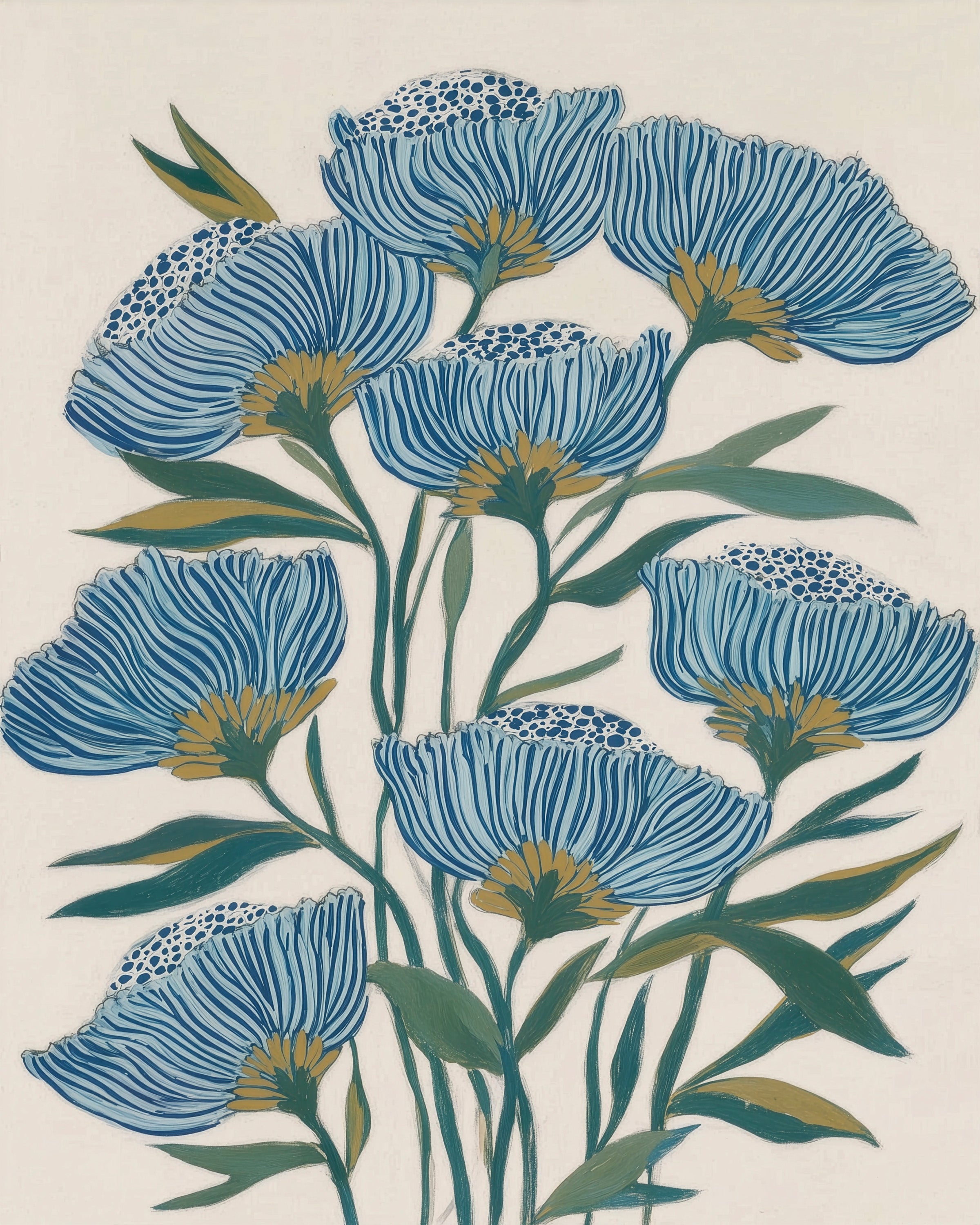Indigo Block Study II – rich indigo botanical fine art print by Paula Freeman, 48x60 inch canvas