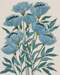 Indigo Block Study I – bold indigo floral fine art print by Paula Freeman, 48x60 inch canvas