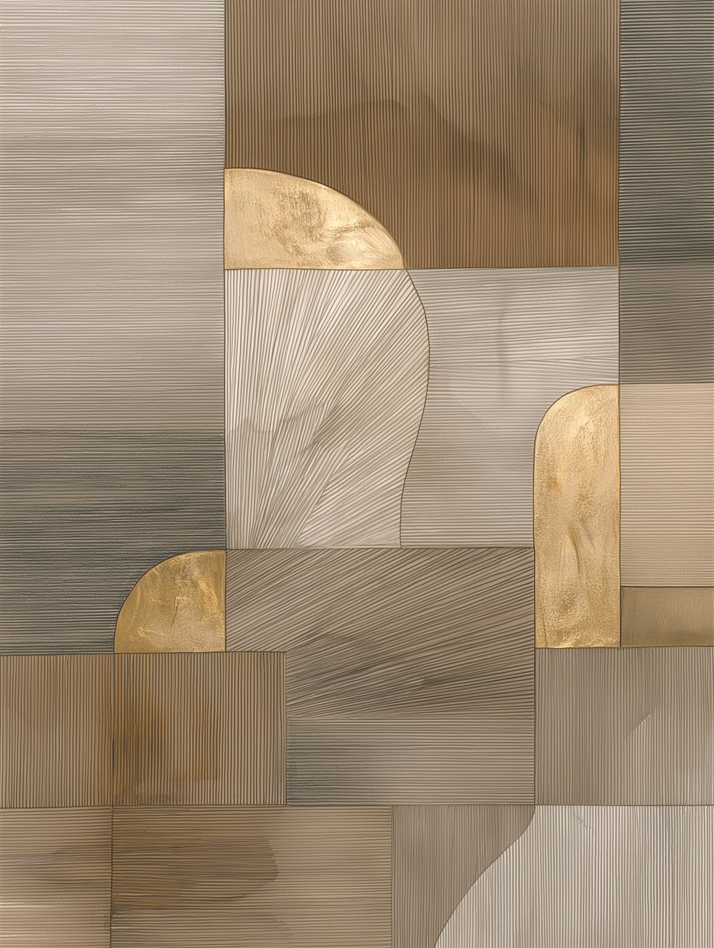 Patterned wallpaper with a mix of brown, beige, and gray colors.