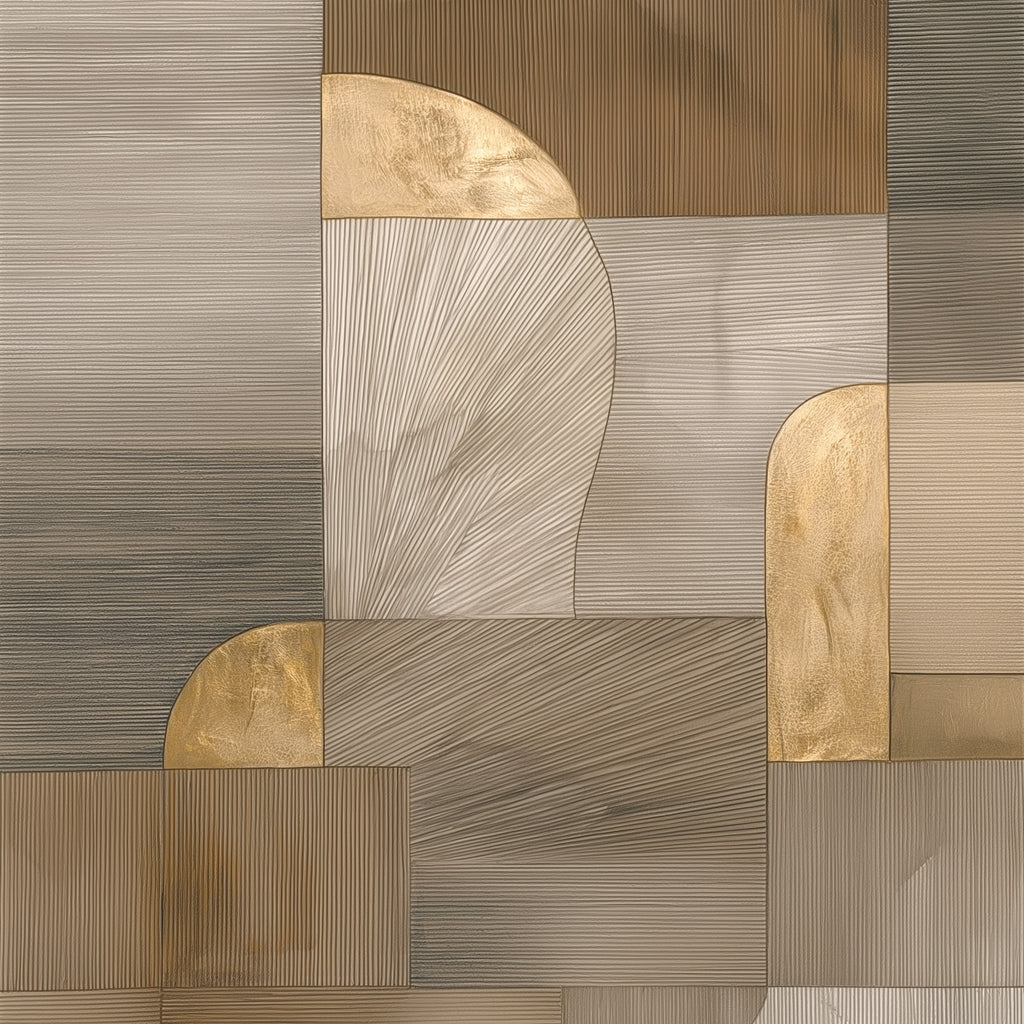 Patterned wallpaper with geometric shapes in brown and beige tones