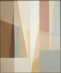 Abstract art piece with geometric shapes in earthy tones.
