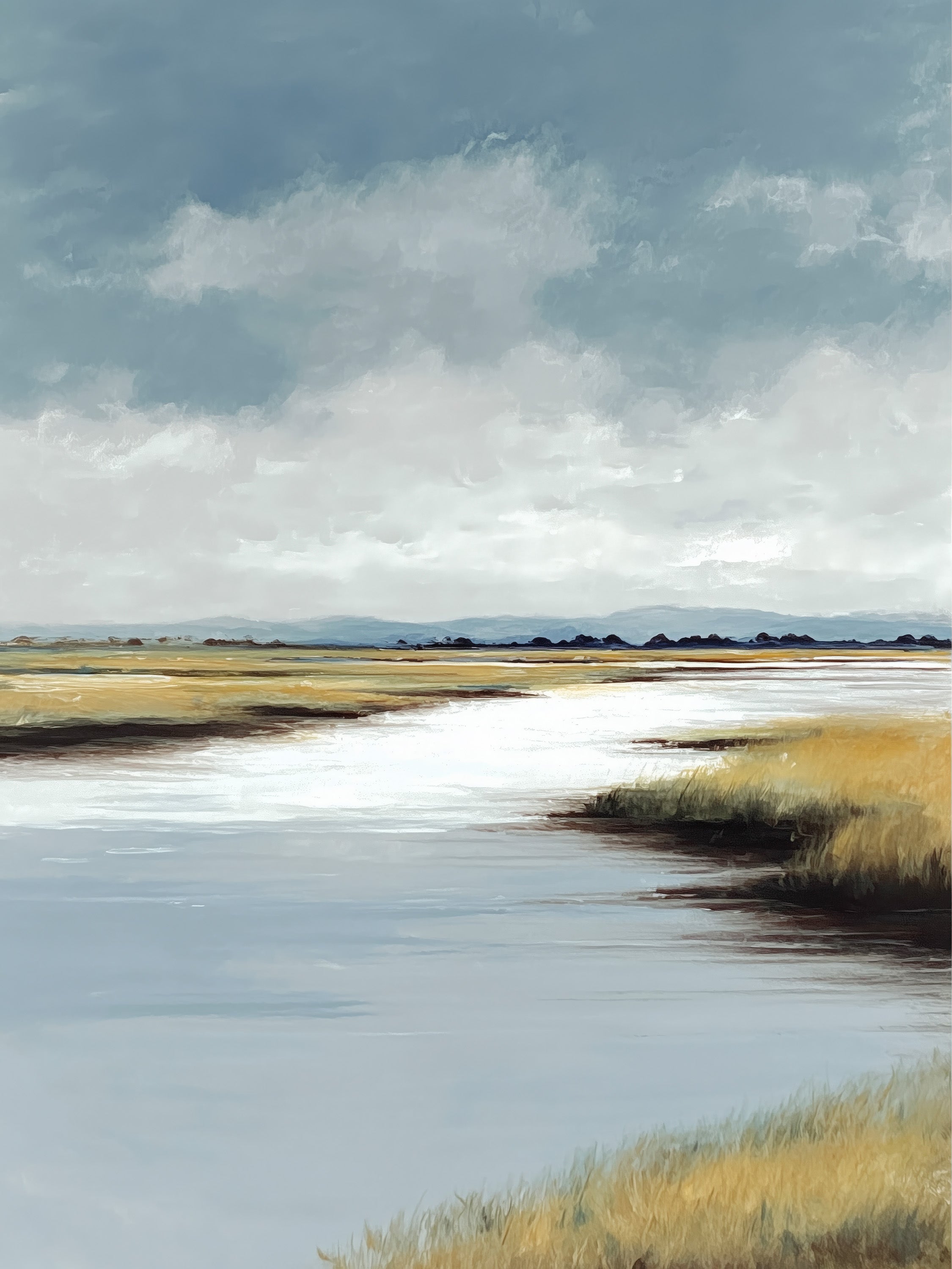 Marsh Horizon – sweeping coastal marsh landscape fine art print by Paula Freeman, 36x48 inch canvas