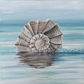 Ocean's Whisper – luminous whelk shell fine art print by Paula Freeman, 40x40 inch canvas