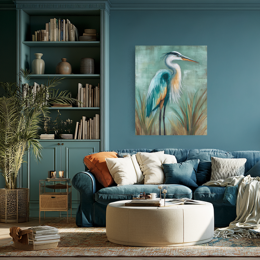 Quiet Tide Heron I — Coastal Marsh Fine Art Print · Verilucent House