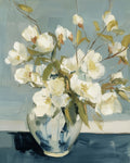 Salt Washed Bloom III – lush indigo floral fine art print by Paula Freeman, 48x60 inch canvas