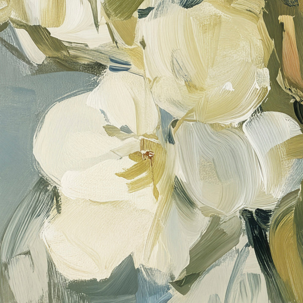 Salt Washed Bloom III detail – close-up of ocean-kissed indigo blooms and painterly texture
