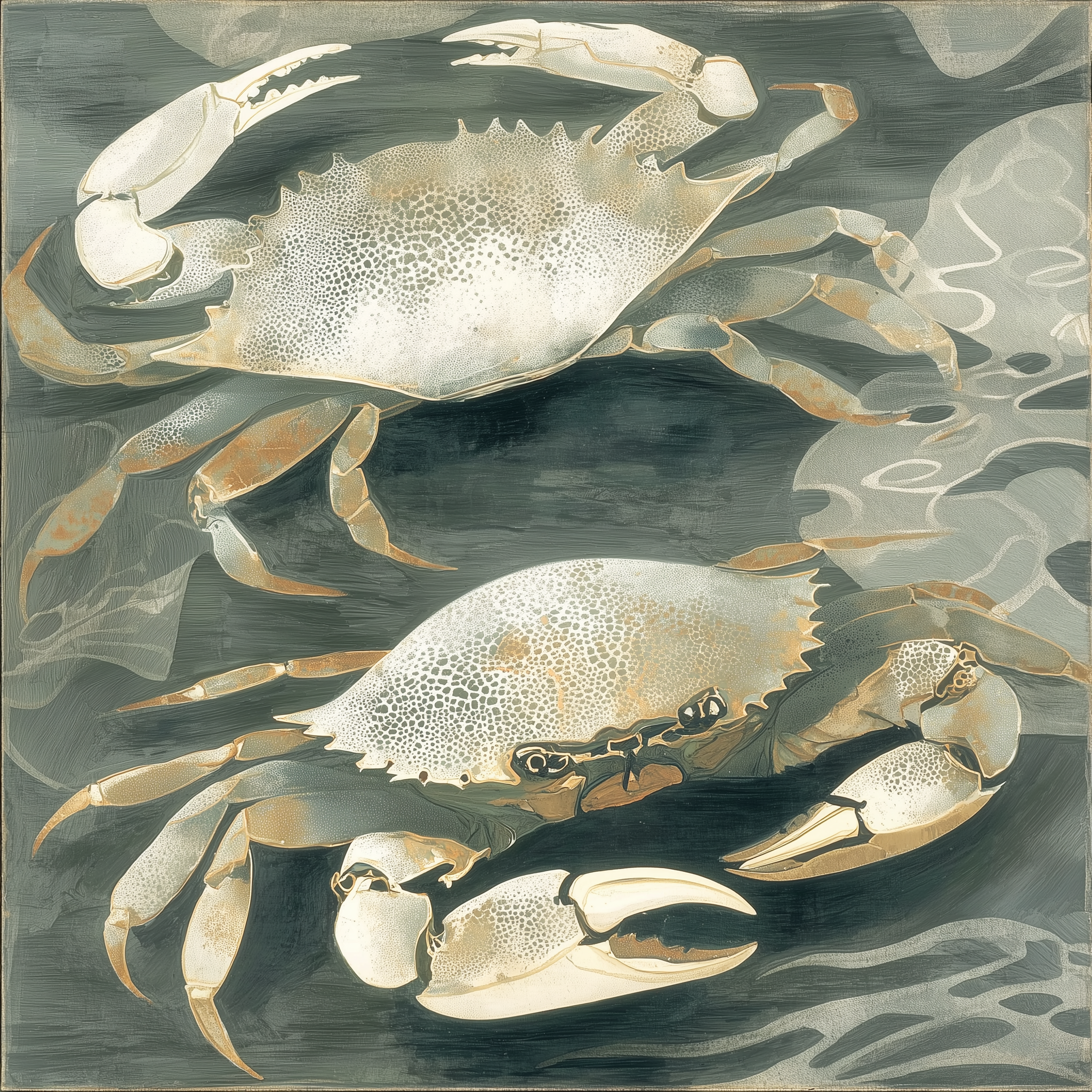 Illustration of crabs on a dark background