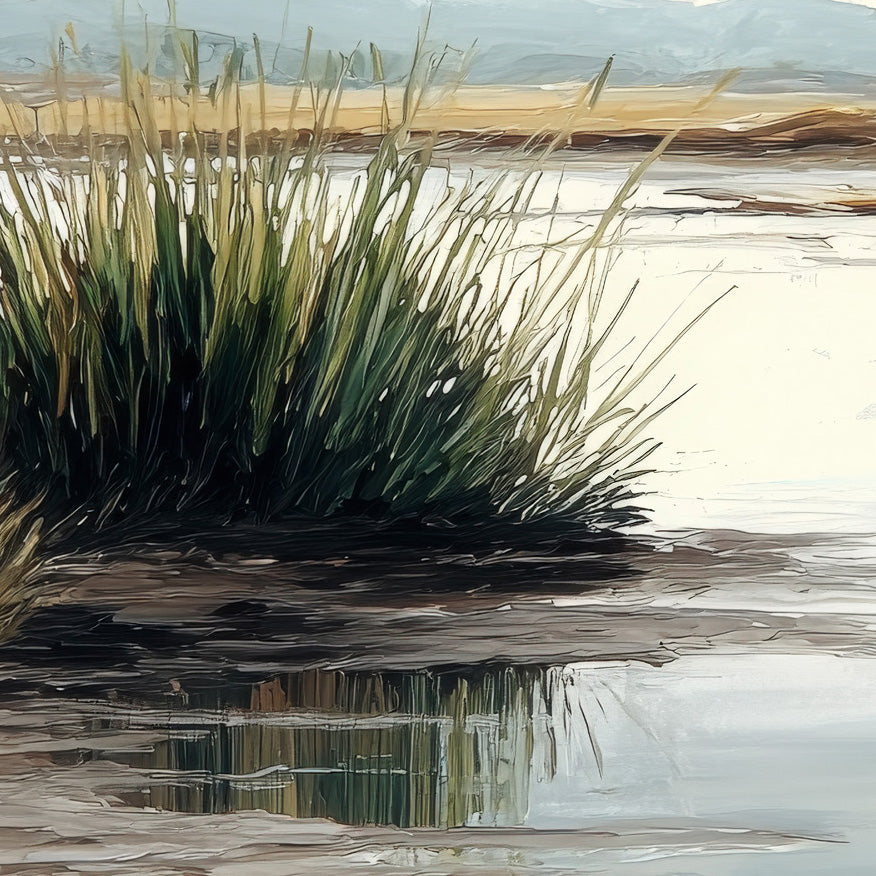 Tidewater Path I detail – close-up of winding tidal trail and soft marsh light