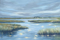 Blue Horizon Marsh – serene blue marsh landscape fine art print by Paula Freeman, 24x36 inch canvas