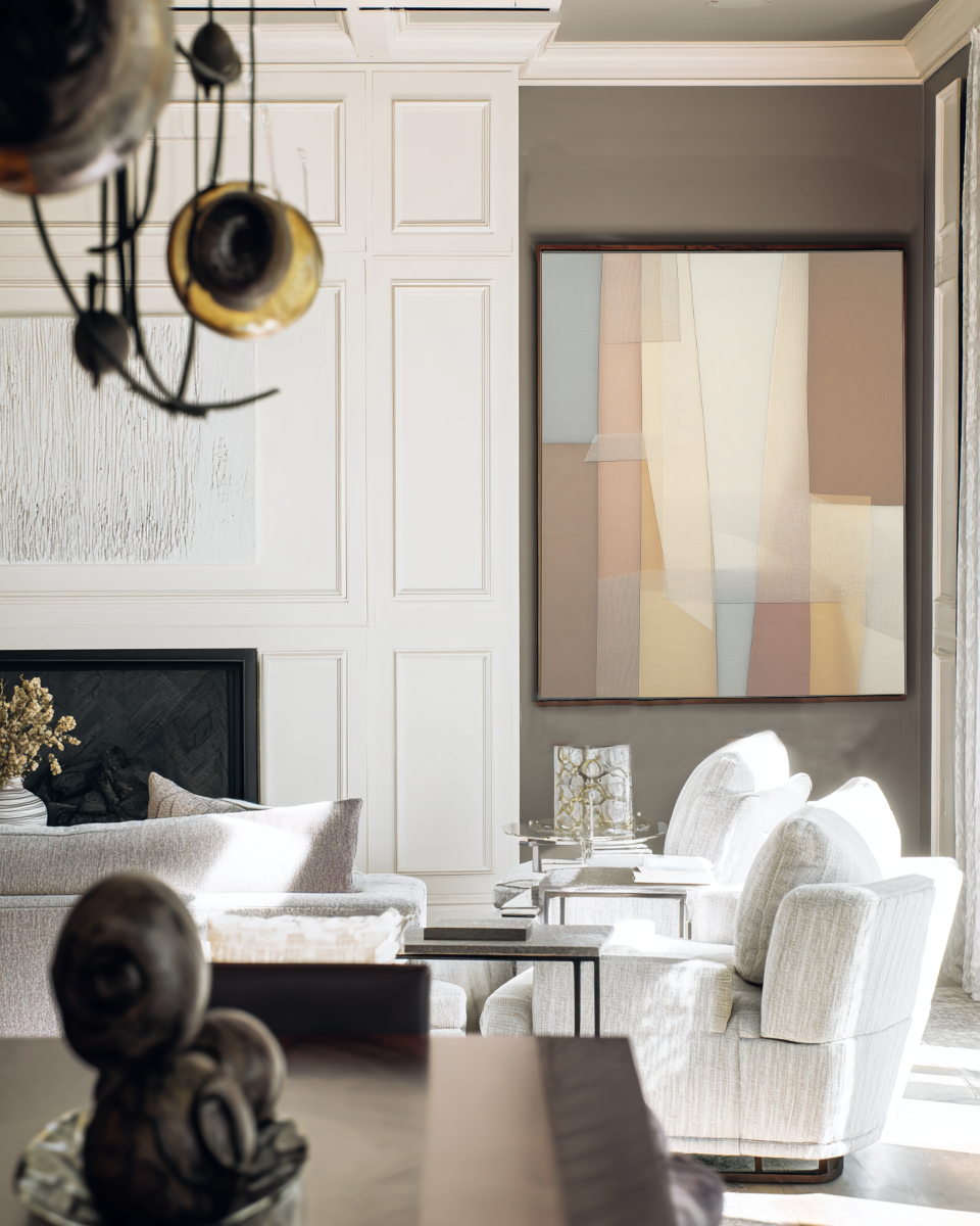 Structured Layers I lifestyle mockup – framed abstract print in a styled modern interior