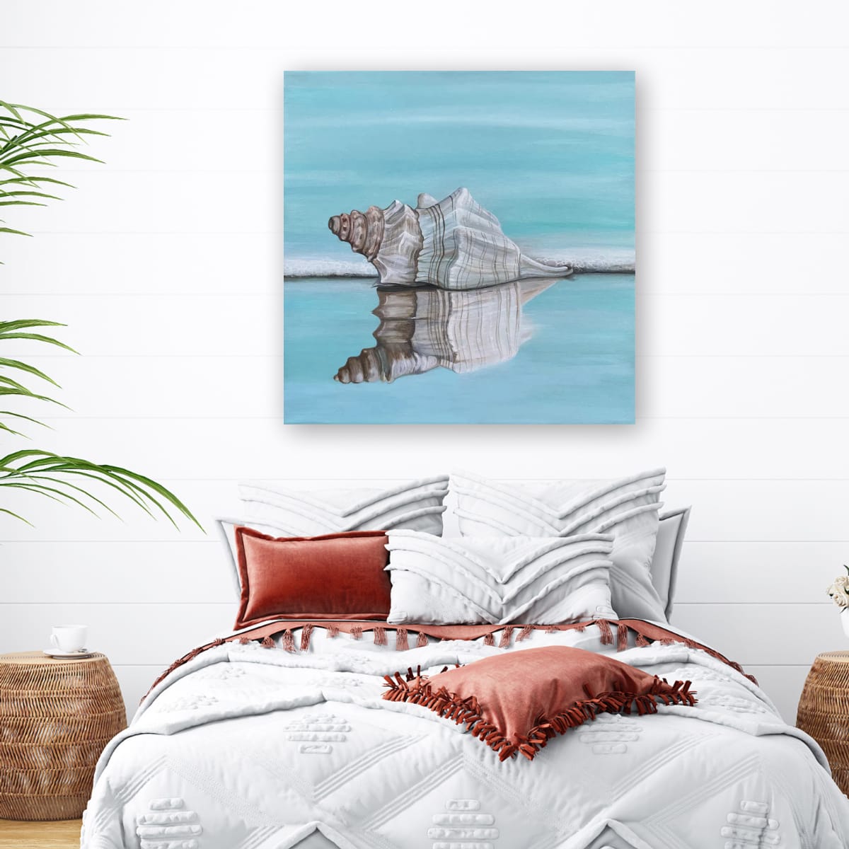 Tranquil Shell Reflection gallery view – coastal shell print in a curated room setting