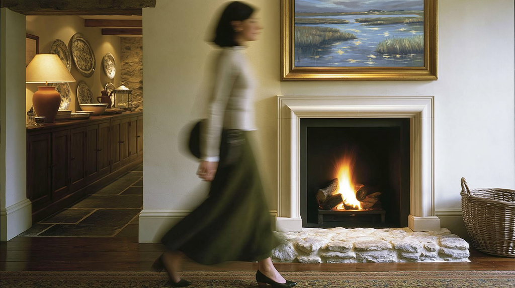Blue Horizon Marsh room view – marsh landscape fine art print displayed in a home interior