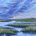 Violet Tide – vibrant abstract marsh fine art print by Paula Freeman, rich purple and violet tones