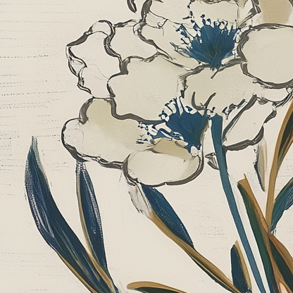 White Petals in Blue Stone — Botanical Fine Art Print · Verilucent House